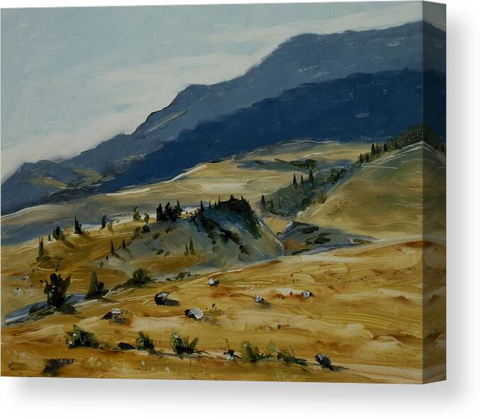 Landscape Canvas Print featuring the painting Wine Glass Valley Montana by Les Herman