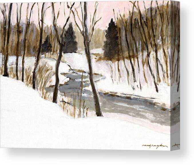 Winter Canvas Print featuring the painting Winter creek by J Reifsnyder