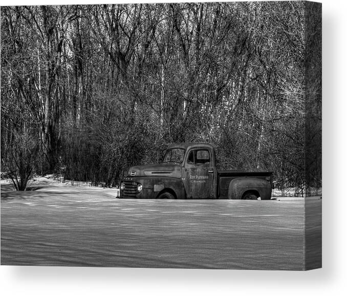 Ford Truck Canvas Print featuring the photograph Winter Ford Truck 1 by Thomas Young