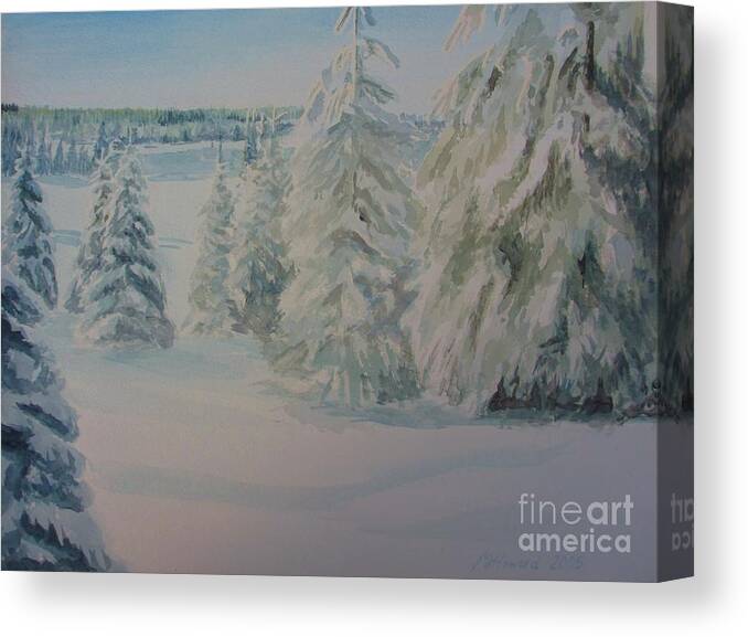 Winter In Gyllbergen Canvas Print featuring the painting Winter In Gyllbergen by Martin Howard
