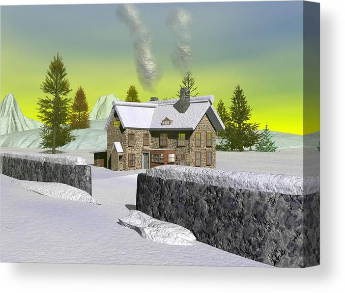 Bryce 3d Canvas Print featuring the digital art Winter Scene by Sarah McKoy