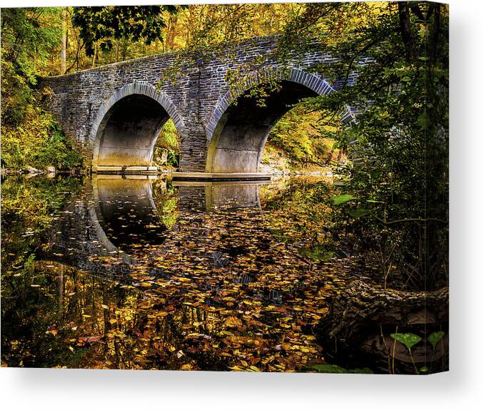Stone Bridge Canvas Print featuring the photograph Wissahickon park Bridge by Louis Dallara
