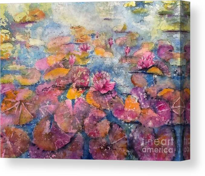 Ponds Canvas Print featuring the painting Wonderland Waterlilies by Carol Losinski Naylor