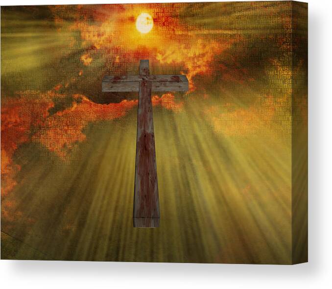 Afternoon Canvas Print featuring the digital art Wood Cross by Bruce Rolff