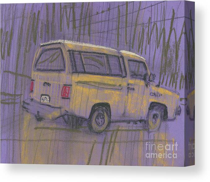 Yellow Canvas Print featuring the painting Yellow Camper by Donald Maier