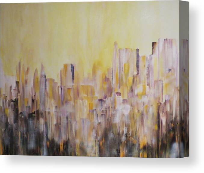 Cityscape Canvas Print featuring the painting Your View?  by Soraya Silvestri