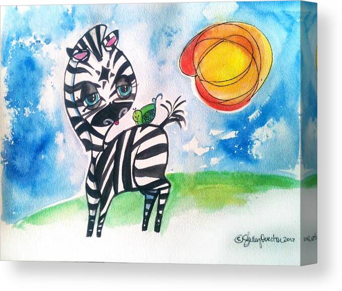 Zebra Canvas Print featuring the mixed media Zebra Zee by Shelley Overton
