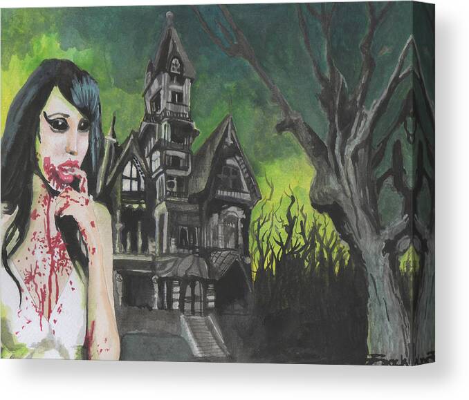 Zombie Canvas Print featuring the painting Zombie Girl by Eric Hamilton