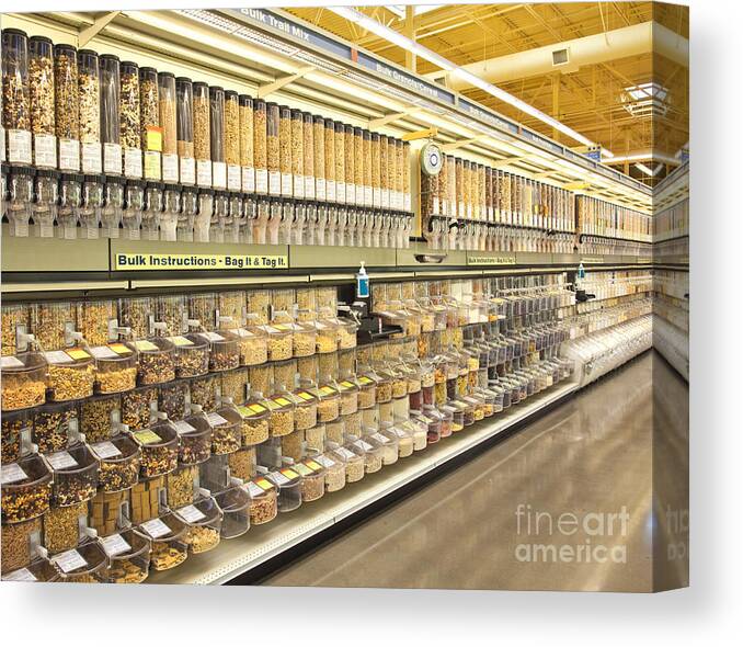 Bulk Food Bins in a Grocery Store Canvas Print / Canvas Art by