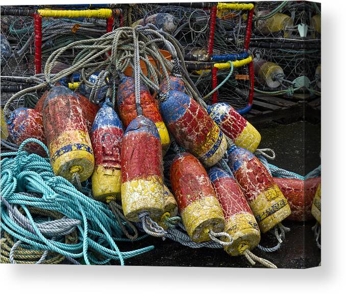 Fishing Canvas Print featuring the photograph Buoys and Crabpots on the Oregon Coast by Carol Leigh