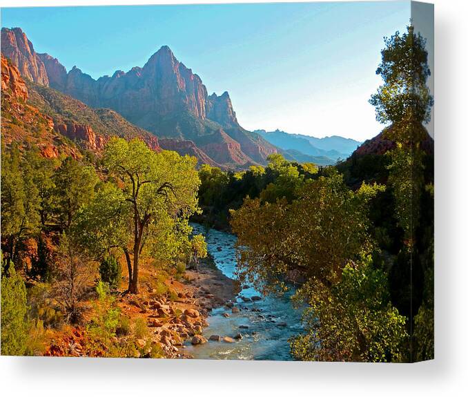 Mountain Peaks Canvas Print featuring the photograph The Watchman II #1 by Patricia Haynes