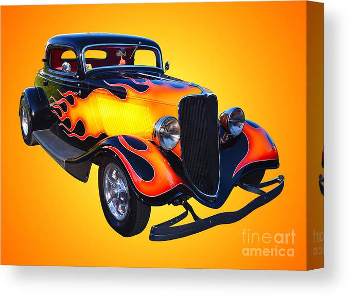 Car Canvas Print featuring the photograph 1934 Ford 3 Window Coupe Hotrod by Jim Carrell