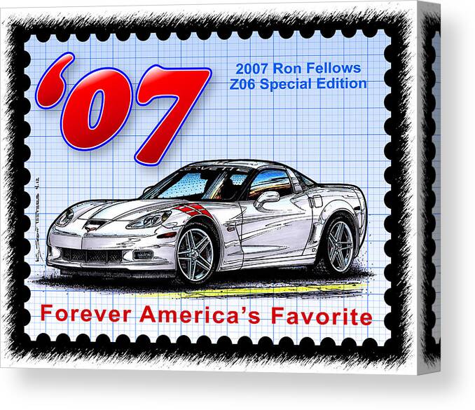 2007 Corvette Canvas Print featuring the digital art 2007 Ron Fellows Z06 Special Edition Corvette by K Scott Teeters