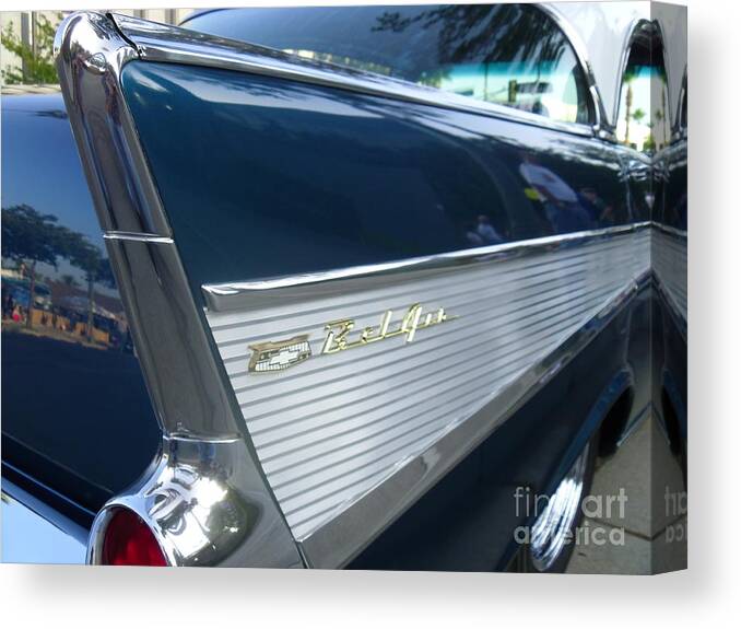 Classic Canvas Print featuring the digital art 57 Chevy Bel Air Hardtop Back Fender View by Browne and Huettner Fine Art