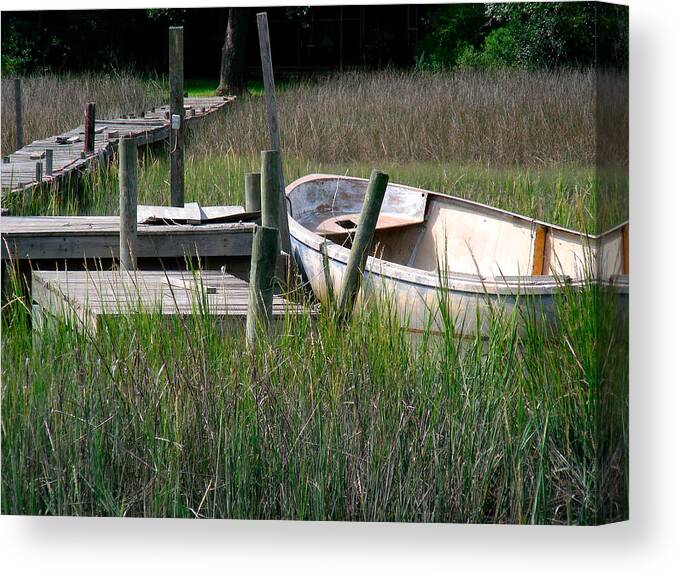Boats Canvas Print featuring the photograph Marshes by Jean Wolfrum
