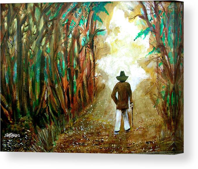 A Fall Walk In The Woods Canvas Print featuring the painting A Fall Walk in the Woods by Seth Weaver