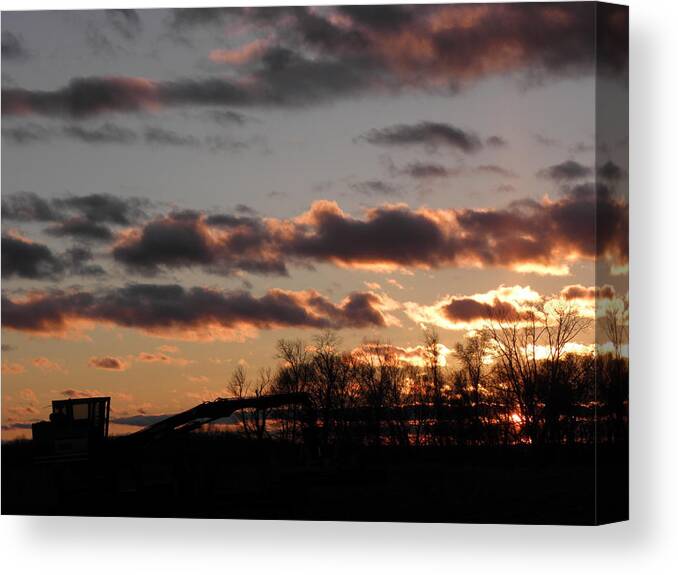 Sunset Canvas Print featuring the photograph A Farmers Day Is Done by Kim Galluzzo Wozniak