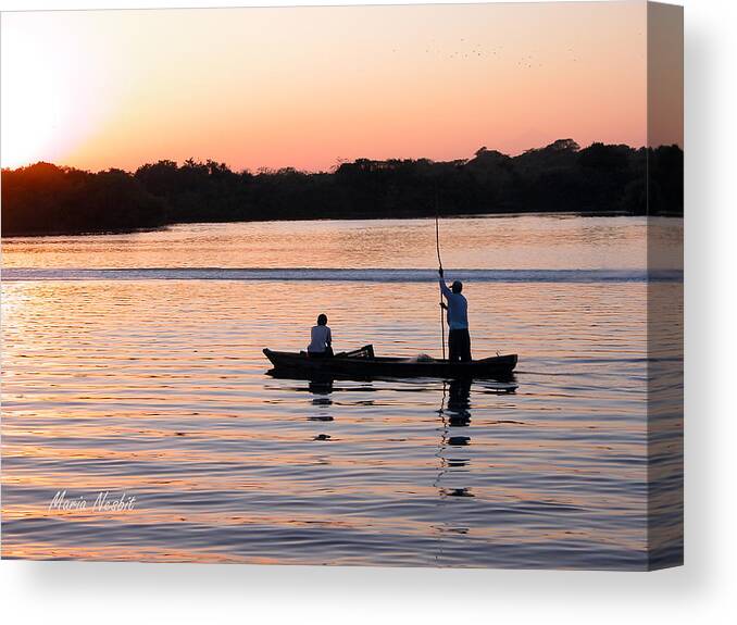 Boat Canvas Print featuring the photograph A fisherman's story by Maria Nesbit