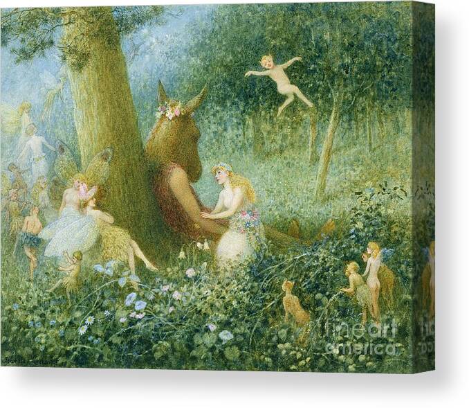 Wood Canvas Print featuring the painting A Midsummer Night's Dream by HT Green