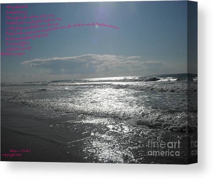 The Tranquility On The Mediterranean Sea Shore Arouses Prayer. Canvas Print featuring the photograph Along the Mediterranean Sea I stopped to Pray by Robin Coaker