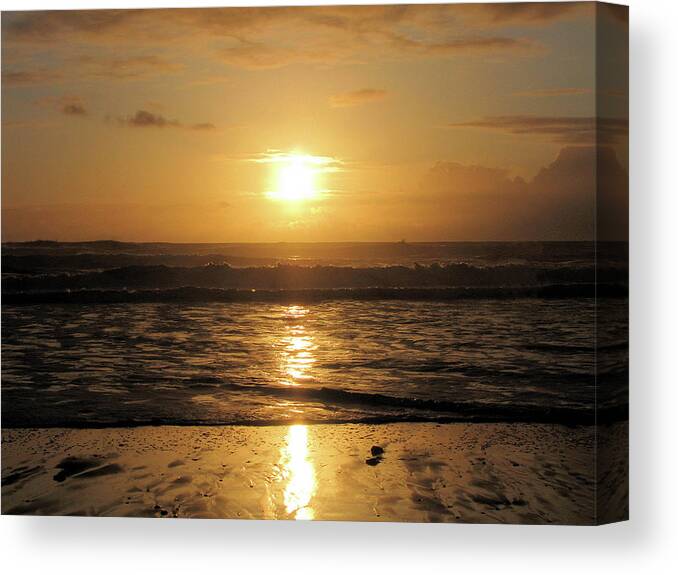 Sunset Canvas Print featuring the photograph Amber Sunset Pacific by Lora Fisher