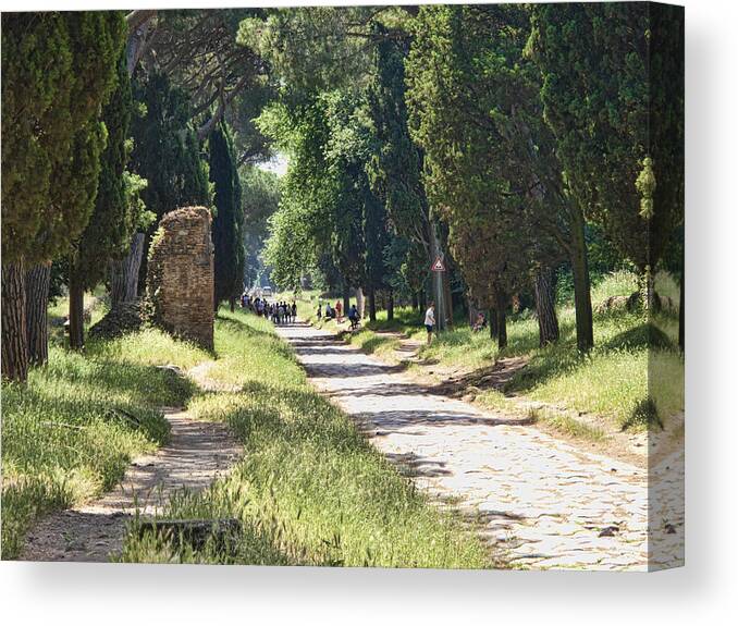 Roman Road Canvas Print featuring the photograph Appian Way in Rome by David Smith