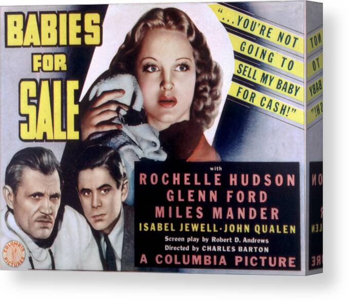 1940 Movies Canvas Print featuring the photograph Babies For Sale, Glenn Ford Center, 1940 by Everett