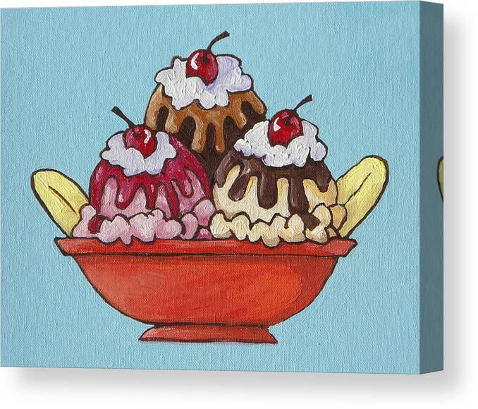 Banana Split Canvas Print featuring the painting Banana Split by Sandy Tracey