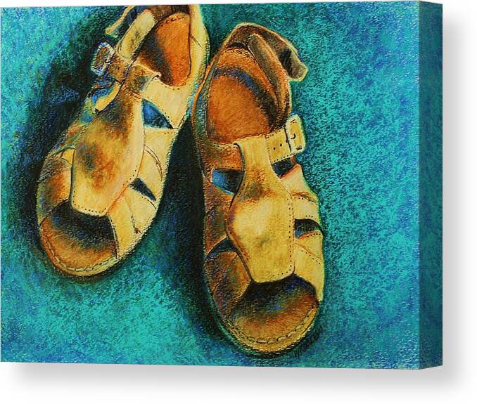 Shoes Canvas Print featuring the painting Best Pals by Peggy Wrobleski