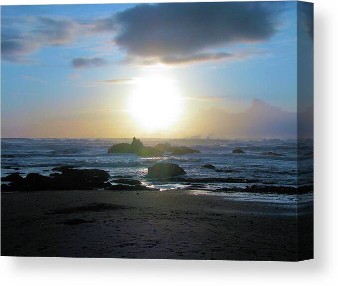 Oregon Canvas Print featuring the photograph Blue and Gold by Lora Fisher