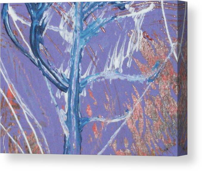Close Up Canvas Print featuring the mixed media Blue Tree by Anne-Elizabeth Whiteway