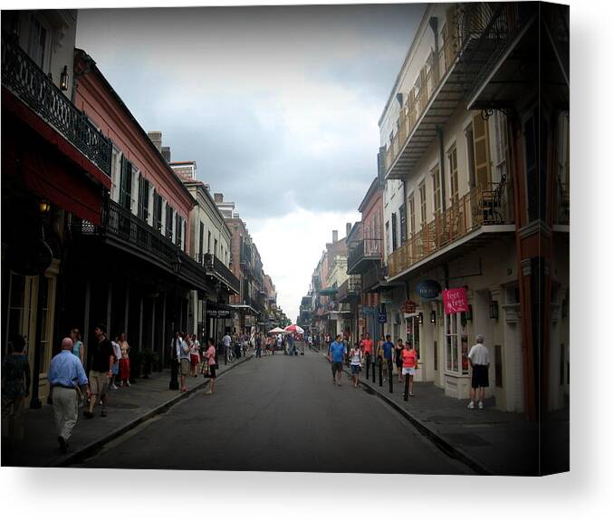 New Orleans Canvas Print featuring the photograph Bourbon St. by Mily Iriarte
