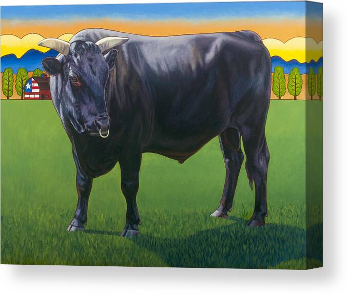 Bull Canvas Print featuring the painting Bull Market by Stacey Neumiller