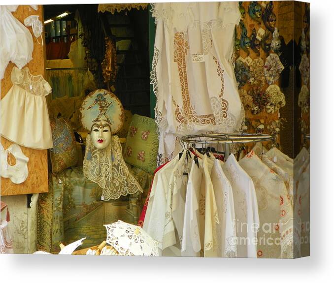 Burano Canvas Print featuring the photograph Burano Lace Shop by Elizabeth Fontaine-Barr