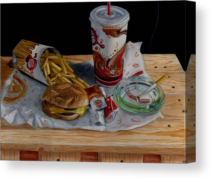 Still Life Canvas Print featuring the painting Burger King Value Meal No. 1 by Thomas Weeks