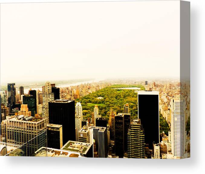 New York City Canvas Print featuring the photograph Central Park and the New York City Skyline From Above by Vivienne Gucwa