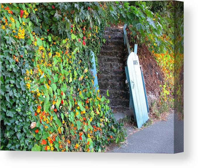 Stone Steps Canvas Print featuring the photograph Charming Sausalito by Connie Fox
