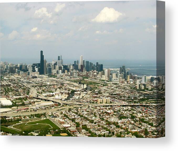 Landscapes Canvas Print featuring the photograph Chicago Skyline by Peggy Urban