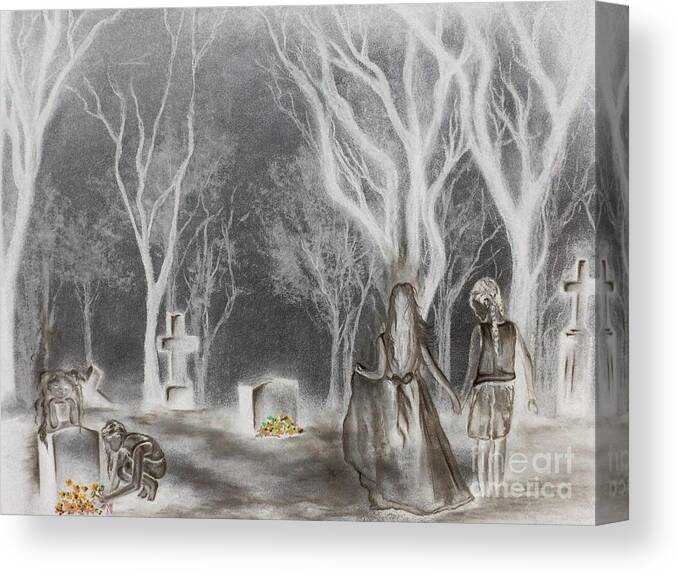 Cemetary Canvas Print featuring the drawing Communion 2 by Carla Carson