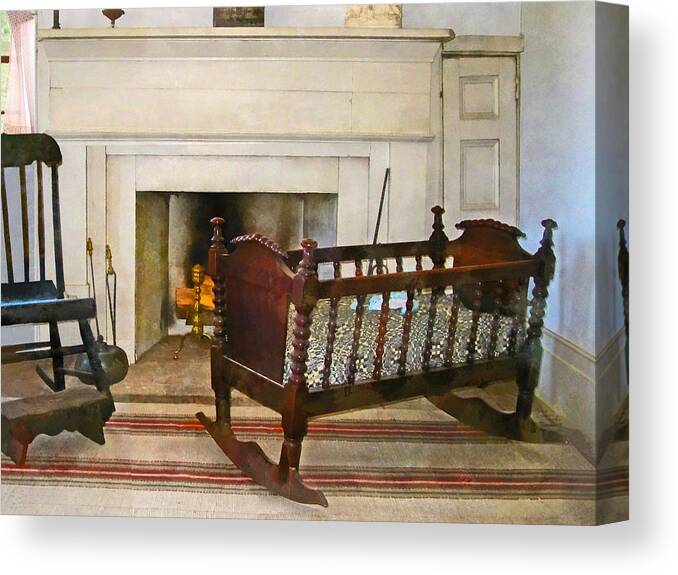 Cradle Canvas Print featuring the photograph Cradle Near Fireplace by Susan Savad