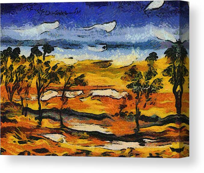 Desert Canvas Print featuring the digital art Desert homage at Van Gogh by Roberto Gagliardi
