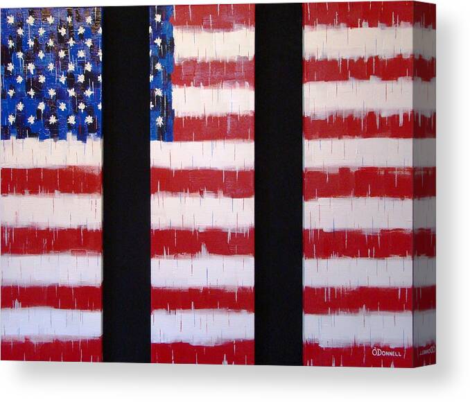 Patriotic Canvas Print featuring the painting Divided We Fall by Stephen P ODonnell Sr