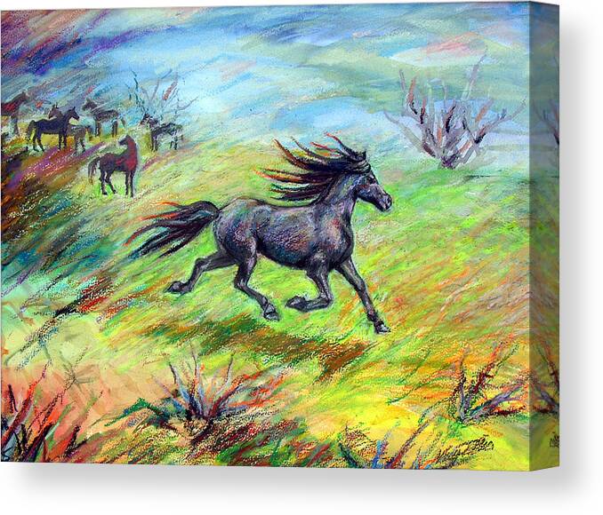  Canvas Print featuring the painting Dream Horse in Flight by Nancy Tilles