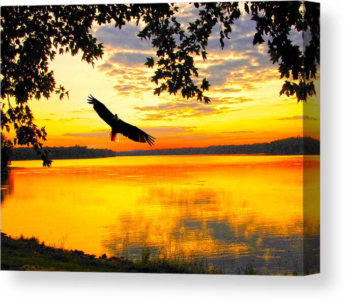 Eagle Up Close At Sundown Canvas Print featuring the photograph Eagle at sunset by Randall Branham