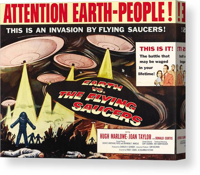 Earth Vs The Flying Saucers OLD MOVIE POSTER Canvas Box/ Photo/ Art Print 
