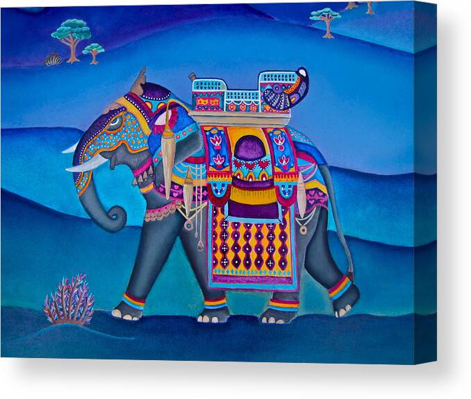 Elephant Canvas Print featuring the painting Elephant by Lori Miller