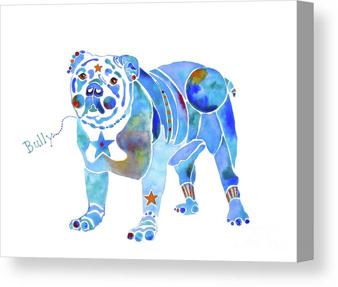 English Bulldog Canvas Print featuring the painting English Bulldog Bully by Jo Lynch