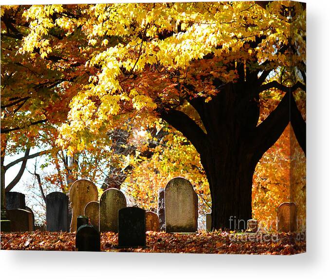 Fall Canvas Print featuring the photograph Fall Cemetery by Jeanne Woods