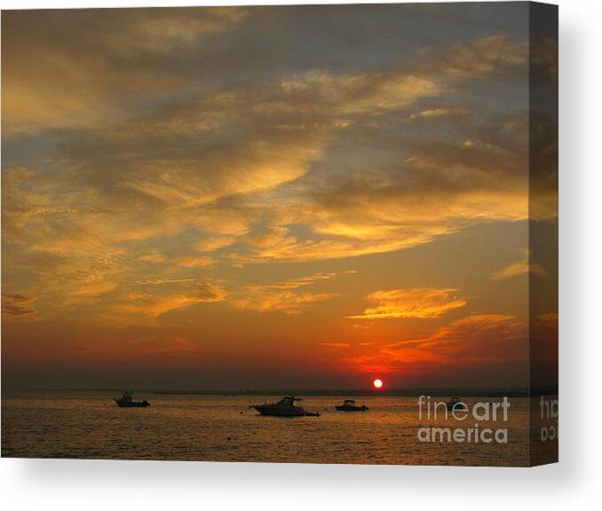 Sunset Canvas Print featuring the photograph Five in a Row by Lili Feinstein