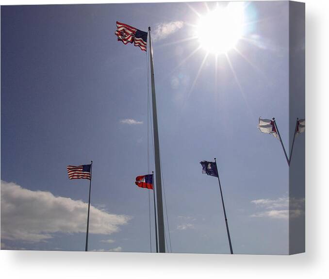 Ft. Sumpter Canvas Print featuring the photograph Flags at Ft. Sumpter by Al Griffin